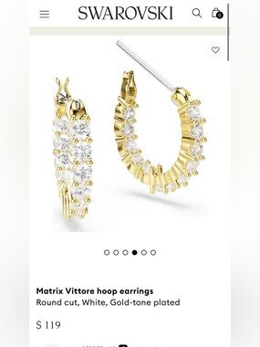 Set of (2) Swarovski Matrix Vittore hoop earrings. Rhodium & Gold tone plated.